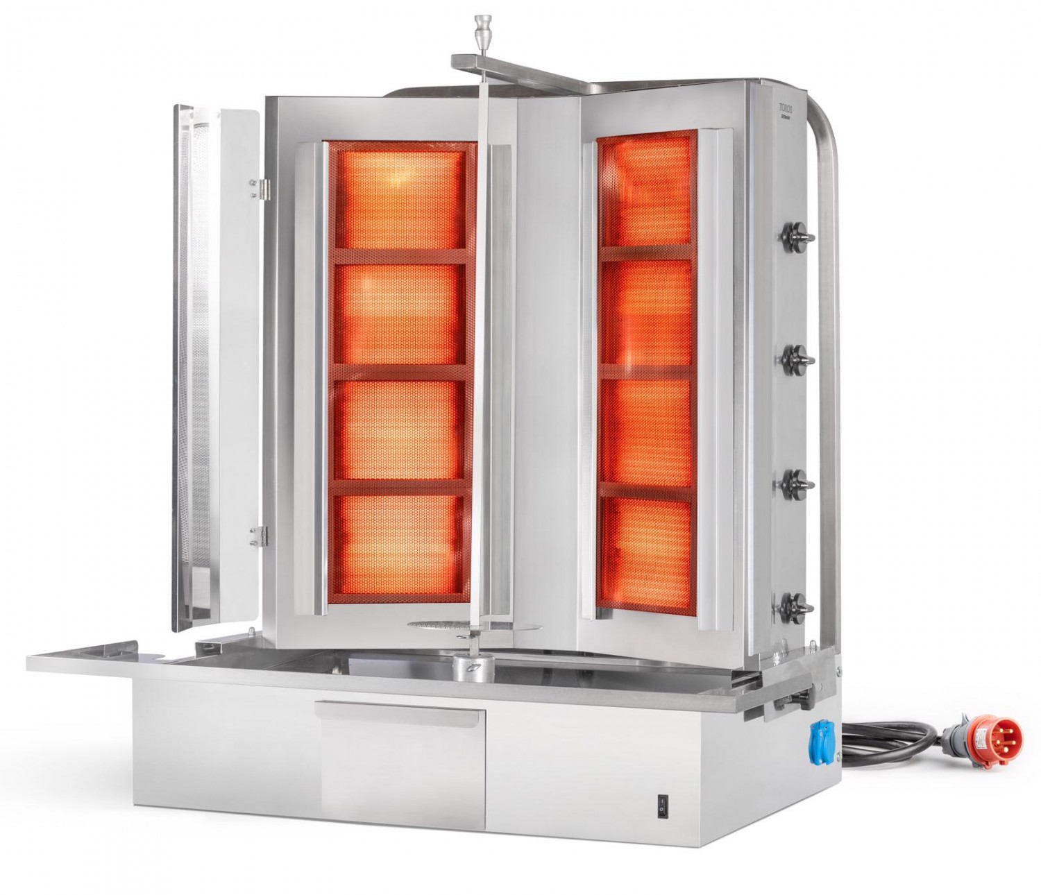 Elektrikli  Çift Ocak tek şişli kebap makina  (%40 daha hızlı pişirme)